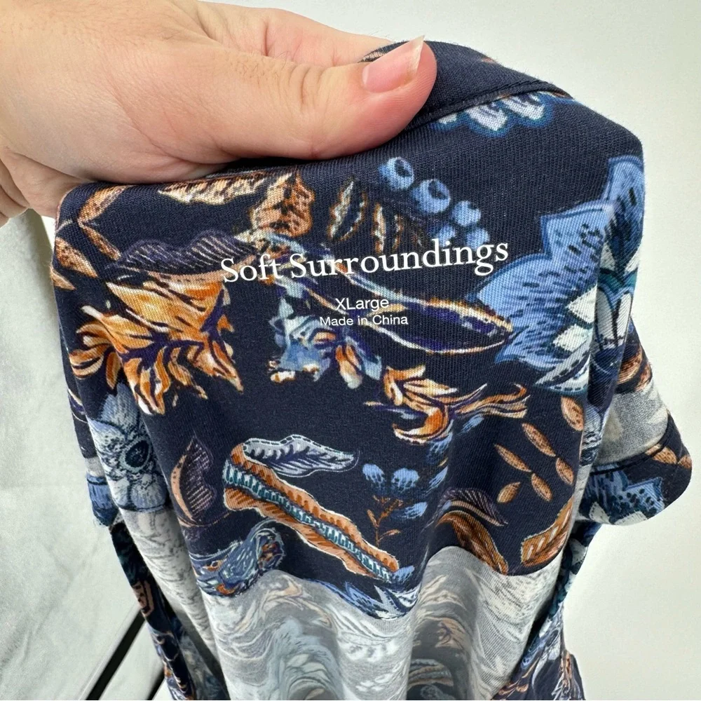 Soft Surroundings Kara maxi dress in blue and brown floral pattern Size XL - Picture 3 of 5